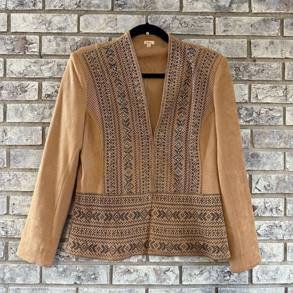 Reba Embellished Faux Suede Jacket - Size S